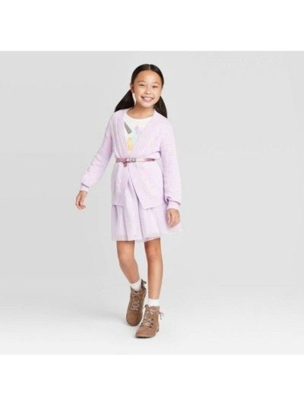 Girls  Knit Cardigan - Purple  XS 4/5